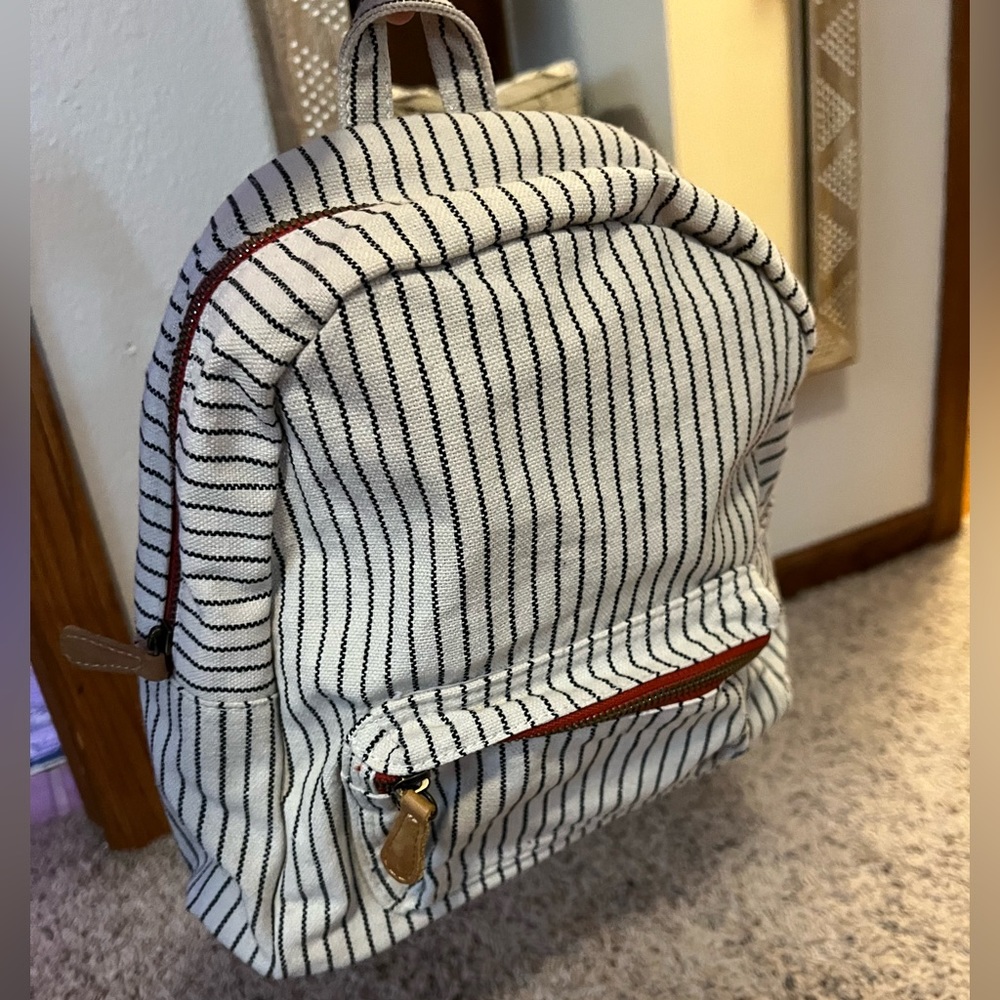Cute beige, striped small backpack